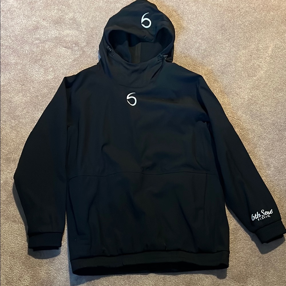 6th Sense fishing Waterproof Hoodie with White Logos